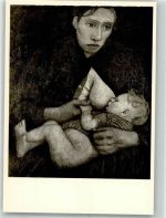 sign. Moderson Becker Paula Stillende Mutter Expressionismus Künstlerkarte