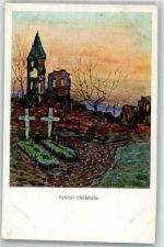 Ypres Ypern / Ieper Künstlerkarte Schloss Hollebeke Trümmer