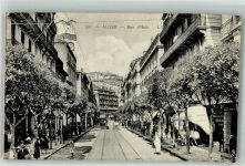 Alger Algier Foto AK Straßenbahn Geschäft Auto Rue d´Isly