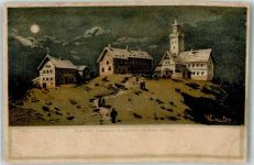 61389 W6384 Schmitten , Taunus Lithographie sign. Lauter grosser Feldberg Mondschein Künsterkarte