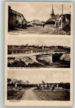 09500 Lagarde 1915 Gebrauchsspuren Feldpost WK I Nr. 124 Dorfstrasse Kriegergräber Rhein-Main-Kanal Leim löst sich