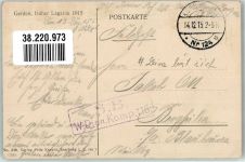 09500 Lagarde 1915 Gebrauchsspuren Feldpost WK I Nr. 124 Dorfstrasse Kriegergräber Rhein-Main-Kanal Leim löst sich