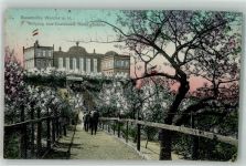 14542 O1501 Werder Havel 1909 - Baumblüte Aufgang Restaurant Bismarckhöhe Gasthaus Fahne Schwarz-Weiß-Rot