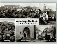 09456 O9300 Annaberg-Buchholz - Ortsansicht Schreckenberg Portal der Annenkirche Denkmal Adam Riss Turnergasse Ortsansicht