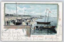 17375 O2111 Ahlbeck - Meer Strand Boot Flagge Fußgänger