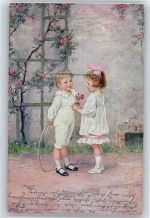 Junge mit Reifen , rote Rosen Borrmeister, R.