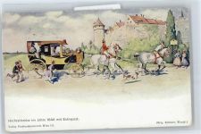 Extrapost um 1840 Postkutsche Künstlerkarte