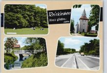 35625 W6338 Reiskirchen , Kr Wetzlar - Bach, Brücke, Kirche