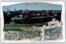 04655 O7234 Kohren-Sahlis Lithographie / Künstlerkarte Töpfer