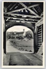 88631 W7792 Beuron - Holzbrücke, Blick zur Abteikirche