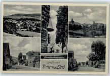 98617 O6101 Untermaßfeld - Gänsemännchenbrunnen, Altes Schloß, Dorfpartie