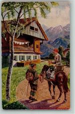 sign O. Weber - Im Alpenland S.V.D. Nr. 866 Ak Fraunesattel auf dem Pferd Künstler Künstlerkarte