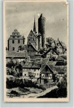 W6407 Schlitz Teilansicht Kohlezeichnung sign. Karl Winkel Winkel, K.