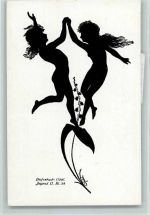 Schattenbild Göttliche Jugend 2 Blatt 34 Mädchen Maiglöckchen Diefenbach, K. W. 1920