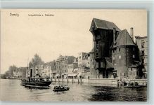 Danzig Gdansk - Langebrücke und Krahntor Dampfer