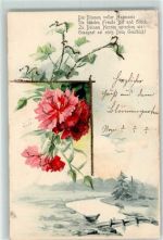 AK mit Glimmerauflage Poesie Blumen Litho Spruch 1901 AK mit Glitzer