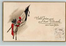 Wappen, Fahne - Neujahr AK Kriegsfeiertag 1917