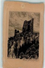 53639 W5330 Drachenfels Radierung Ruine Radierung