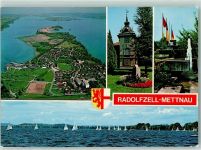 78315 W7760 Radolfzell am Bodensee - Fliegeraufnahme Kurzentrum Scheffelschlößchen Segelregatta Mettnau