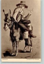 Schiller auf Esel reitend gezeichnet von Reinhard Schiller