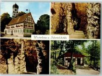 72589 W7437 Westerheim , Württ Gebrauchsspuren Rückseite mit Abschürfungen und Kleberesten Schertelshöhle Tropfsteinhöhle