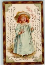 Serie 2285 Klein mit Blumen AK Holzrahmen 1902 Lithographie