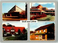 49835 W4455 Lohne , Kr Lingen, Ems - Kirche Schule Bauernhof Geschäftshaus G. Elsen