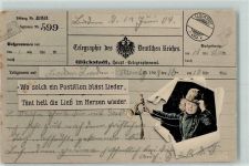 W2208 Glückstadt Telegraphie durchbrochene Papierwand Postillon Post 1904