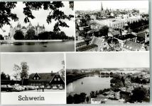 19053 O2750 Schwerin , Meckl - Schloss Paulus Kirche Pfaffenteich Ziegelsee