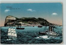 Gibraltar Karte beschädigt Dampfschiff Segelschiff