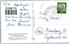 64342 W6104 Seeheim-Jugenheim - Rückseite mit Abschürfungen bzw Kleberesten Hotel Hufnagel