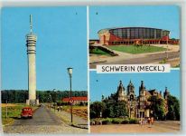 19053 O2750 Schwerin , Meckl - Fernsehturm Sporthalle Schloß