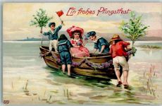 Ausflug mit dem Ruderboot Verlag EAS Pfingsten 1911 Lithographie