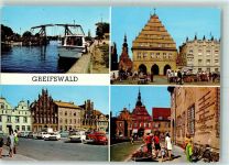 17489 O2200 Greifswald , Hansestadt - Wiecker Brücke Rathaus Platz d. Freundschaft Markt