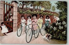 Fotomontage Kind Hund AK Fahrrad Gebrauchsspuren