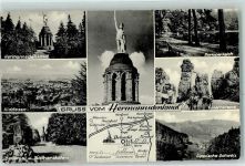 32756 W4930 Detmold - Hermannsdenkmal Hiddesen Denkmal und Bismarckstein Donoperteich Externsteine Lippische Schweiz