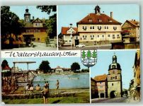 99880 O5812 Waltershausen , Thür - Schloß Tenneberg Rathaus am Markt Schwimmbad Nikolaustor