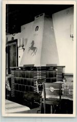 98711 O6315 Schmiedefeld am Rennsteig - Gasthaus Berggaststätte Stutenhaus Gastraum Kamin Pferd Hufeisen