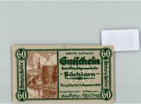 3380 Pöchlarn 1920 Notgeldschein Notgeld Gutschein 60 Heller Turm Wappen Krone Stadt Boot