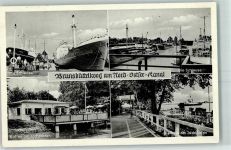 25541 W2212 Brunsbüttelkoog - Schleuse Frachtschiff Rantum Kaffee am Yachthafen