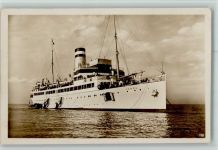 Cobra vor Helgoland und Bordstempel 1928 AK Seebäderschiff Foto AK