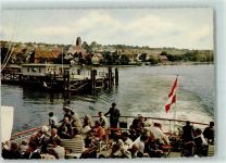 88709 W7759 Hagnau am Bodensee Foto AK Schiff Anlegestelle Bodensee