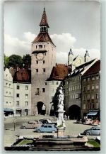 86899 W8910 Landsberg a. Lech - der Hauptplatz mit Brunnen und Schmalzto Auto