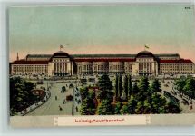 O7000 Leipzig Hauptbahnhof, Straßenbahnen 1912 AK Bahnhof