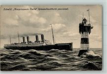 Kronprinzessin Cecilie - Leuchtturm Rothesand passierend 1908 AK Norddeutscher Lloyd