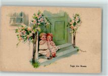 Tagen der Rosen - Kinderpoesie AK Frank, E. Künstlerkarte