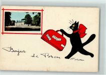 schwarze Katze will verreisen AK Katze