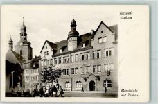 06333 O4270 Hettstedt , Sachs-Anh Gebrauchsspuren Marktplatz Rathaus