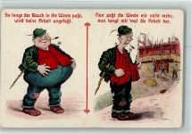 So lange der Bauch in die West paßt, wird keine Arbeit angefaßt AK Dicker Mensch
