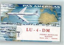LU-4-DM Pedro Hendler Buenes Aires Argentinien - Pan American Fluglinie - Qsl-Karte